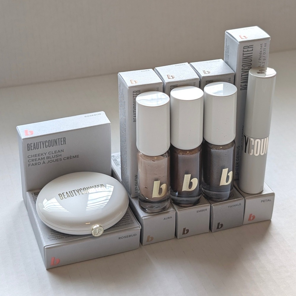 Beautycounter Makeup Set 10 pcs Blush Rosebud Lid‎ Glow Aura Ember Twinkle Petal